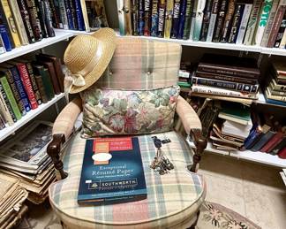 Vintage plaid upholstered armchair