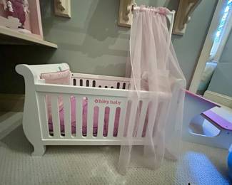 American Girl Bitty Baby doll crib with canopy