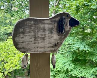 Rustic folk art wooden sheep porch decor
