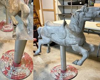 Vintage Carousel Horse With Coca - Cola Base
