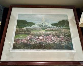 Signed artist proof lithograph, Buckingham Fountain, framed