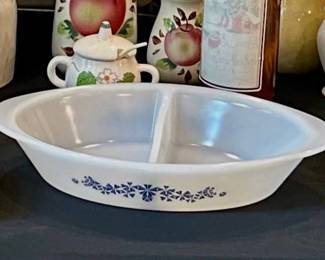 Vintage Corning Ware Cornflower divided oval dish