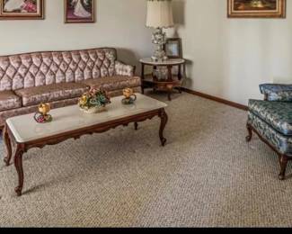 Vintage French Provincial-Style couch with chairs