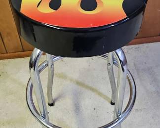 Flame Pattern Chrome Barstool