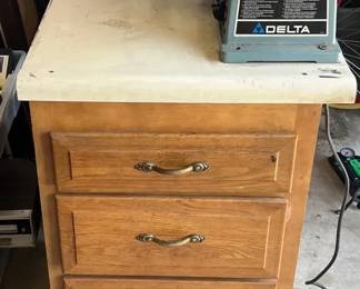 Delta Belt Sander Mounted To Cabinet