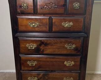 Dresser Featuring Dark Finish And Gold Accents