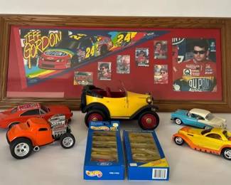 Mix Of Model Cars Plus Jeff Gordon Memorabilia Frame