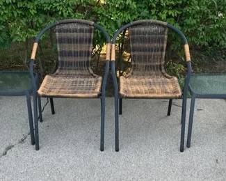 Rattan Patio Chairs And Glass Bistro Tables