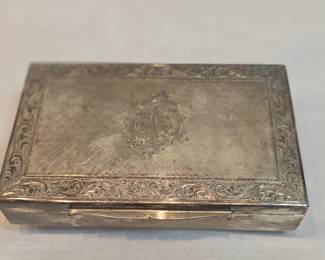 900 Silver Covered Wood Box With Monogram M