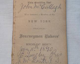 Journeyman Bakers Book Ephemera
