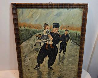 Antique Oil Painting On Board