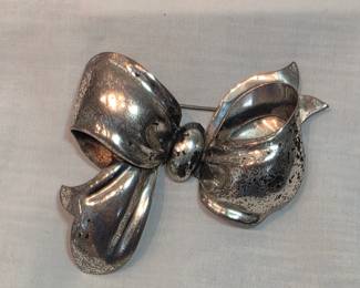 Monet Sterling Silver Ribbon Brooch