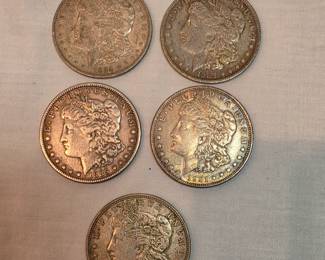 5 Morgan Silver Dollars Lot