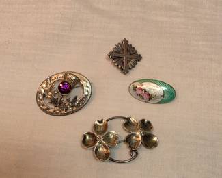4 Sterling Pins Lot