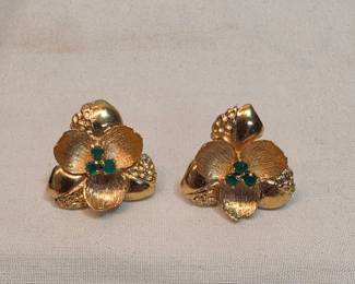 14k Gold Filled With Emeralds Earrings