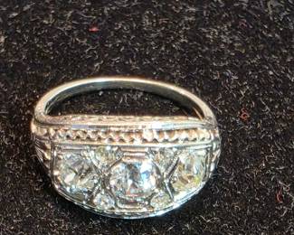 14k White Gold Ring With 3 Diamonds