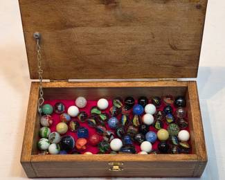 Marbles In Wood Box