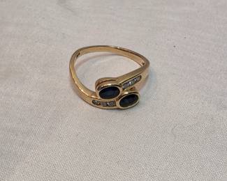 14k Gold With Sapphire And Diamond Ring