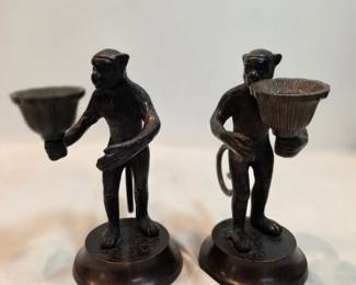 Bronze Monkeys Candle Holders 