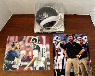 St. Louis Rams Sean McVay Signed Mini Helmet W Unsigned Pictures