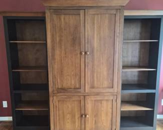 Ethan Allen Book Cases and Cabinet with Dovetall Drawers and Pullout Shelves 3 Pcs