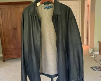 Polo by Ralph Lauren Black Leather Mens Jacket Sz L