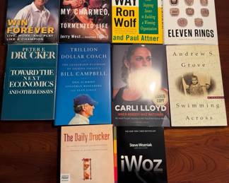 Lot of 10 Signed Hardcover Business, Sports Leadership Books Phil Jackson, Steve Wozniak