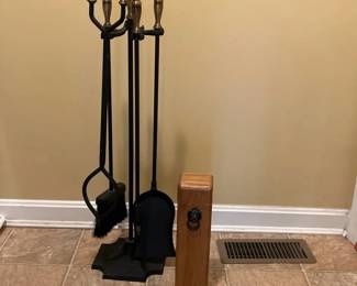 Fire Place Tool Set And Wooden Matchbox