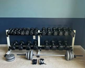 York Barbell and Challenger Orbatron Weight Set With Racks