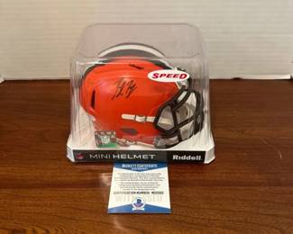 Beckett Certified Baker Mayfield Signed Cleveland Browns Mini Riddell Helmet