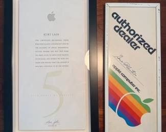 Vintage Apple Computer Memorabilia Collection Employee Service Award Authorized Dealer Display
