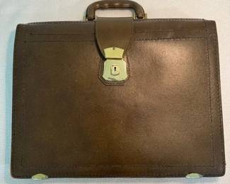 Vintage Brown Split Cowhide Leather Briefcase Attache Case Locking Portfolio w Key