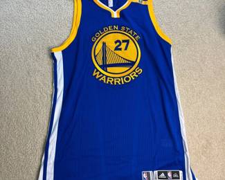 Authentic NBA Finals Game Worn Zaza Pachulia Golden State Warriors Adidas Jersey Size 2XL
