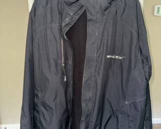 SpaceX Black Hooded SoftshellWindbreaker Jacket Mens Size XL Full Zip