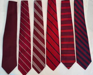 Designer Mens Tie Lot of 6  Brooks Brothers, Robert Talbott  Brooks Basics  Red Silk Neckties