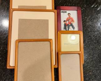 Vintage Wood Picture Frame Lot Rounded Corners, 6 Pcs