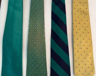 Lot of 4 Designer Mens Silk Neckties Brooks Brothers, GANT Classic Stripe, Dot Geometric