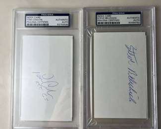 PSA Certified Tom Condon and Steve Belichick Signed Index Cards