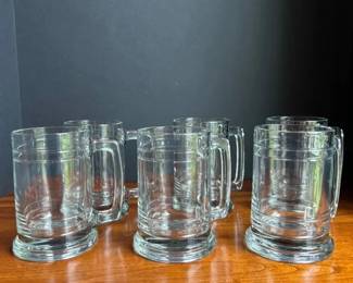6 Heavy Glass Beer Mugs
