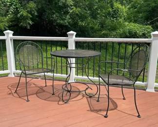 Wrought Iron Patio Set Round Table, 2 Chairs