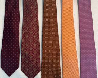 Lot of 5 Mens Designer Silk Neckties Ferragamo, Sid Mashburn, Brooks Brothers GANT