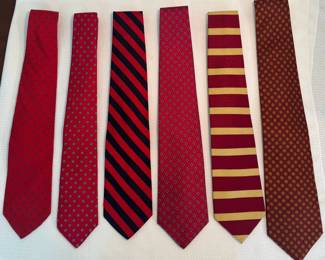 Lot of 6 Mens Designer Silk Neckties Brooks Brothers Hastings Bay Red Classic Tie Collection