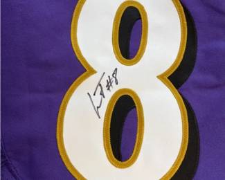 PSA Certified Lamar Jackson Signed Baltimore Ravens Nike Jersey. Size 42.