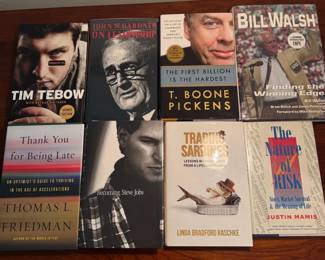 Lot of 9 Signed Hardcover Books Tim Tebow, T. Boone Pickens 2 Copies, Bill Walsh, Steve Jobs