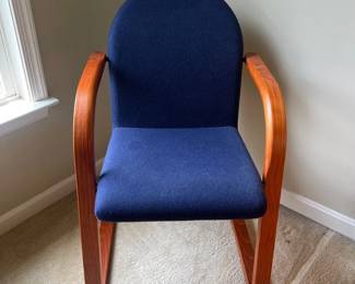 Vintage IKEA Bentwood Cantilever Armchair w Blue Wool Upholstery