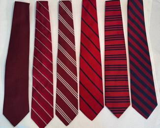 Designer Mens Tie Lot of 6 Brooks Brothers, Robert Talbott Brooks Basics Red Silk Neckties