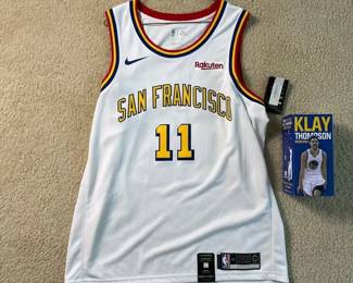 Golden State Warriors Klay Thompson Nike Jersey Size 52 and Bobblehead