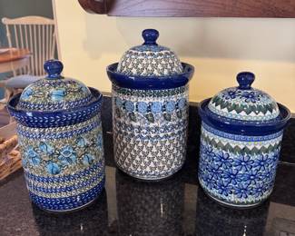 Collection of Polish pottery pieces