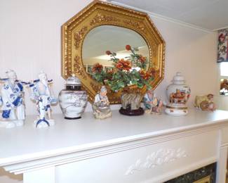 Oriental figurines , nice gold mirror