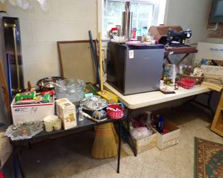 Asst.items punch bowls ,Christmas items, New Small refrige